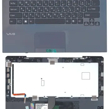 Клавиатура для ноутбука Sony Vaio (VPC-SB) Black, (Black TopCase), RU (for fingerprint reader)