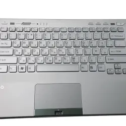 Клавиатура для ноутбука Sony Vaio (VPC-SB) Silver, (Silver TopCase), RU (for fingerprint reader)