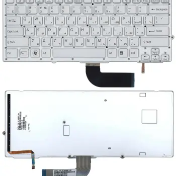 Клавіатура для Sony Vaio (VPC-SD, VPC-SB) Silver с подсветкой (Light), (Silver Frame) RU