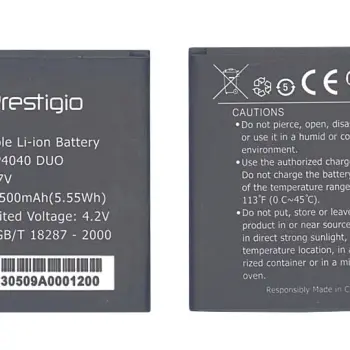 Акумуляторна батарея для смартфону Prestigio PAP4040 4040 Multiphone 3.7V Black 1500mAh 5.55Wh