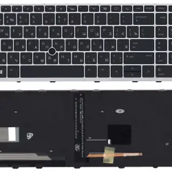 Клавіатура для ноутбука HP EliteBook 850 G5 с подсветкой (Light), Black, (Grey Frame) RU
