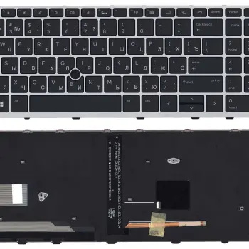 Клавіатура для ноутбука HP EliteBook 850 G5 с подсветкой (Light), Black, (Grey Frame) RU