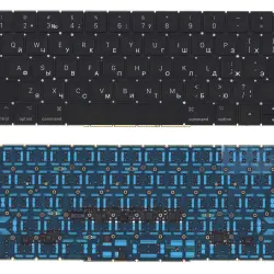 Клавіатура для ноутбука Apple MacBook (A1706) с подсветкой (Light), Black, (No Frame), RU (горизонтальный ентер)