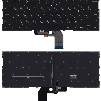 Клавиатура для ноутбука Xiaomi Mi Air (13.3) Black с подсветкой (Light), (No Frame) RU