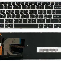 Клавіатура для ноутбука Sony Vaio (VPC-S) с подсветкой (Light), Black, (Silver Frame) RU