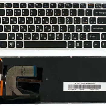 Клавіатура для ноутбука Sony Vaio (VPC-S) с подсветкой (Light), Black, (Silver Frame) RU