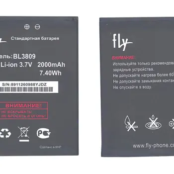 Аккумуляторная батарея для смартфона Fly BL3809 IQ458 Evo Tech 2/IQ459 Quad Evo Chic 2 3.7V Black 2000mAh 7.4Wh
