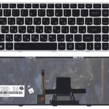 Клавіатура для ноутбука Lenovo IdeaPad (G50-70, G50-30) Black с подсветкой (Light), (Silver Frame) RU