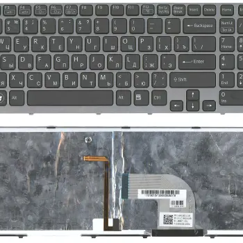 Клавіатура для ноутбука Sony Vaio (SVE17) с подсветкой (Light), Black, (Gray Frame) RU