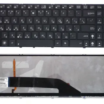 Клавіатура для ноутбука Asus (K50, K60, K70) с подсветкой (Light), Black, (Black Frame) RU