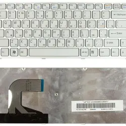 Клавіатура для ноутбука Sony Vaio (VPC-S) White, (Silver Frame) RU