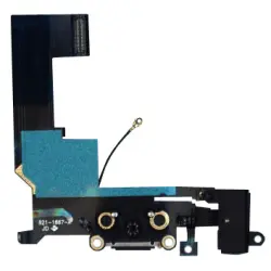 Шлейф роз'єму живлення с аудіо-роз'ємом для Apple iPhone 5S чорний