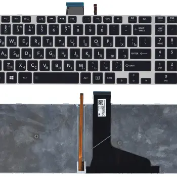 Клавиатура Toshiba Satellite (L50D-A, L70-A, S50-A, S50D-A, S70-A, S70D-A, S70T-A, S75-A, S75D-A, S75T-A) с подсветкой (Light), Black, (Silver Frame) RU