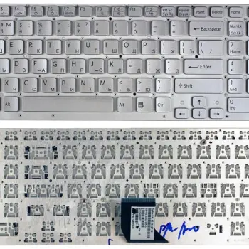 Клавіатура для ноутбука Sony Vaio (VPC-CB17, VPC-CB) Silver, (No Frame) RU