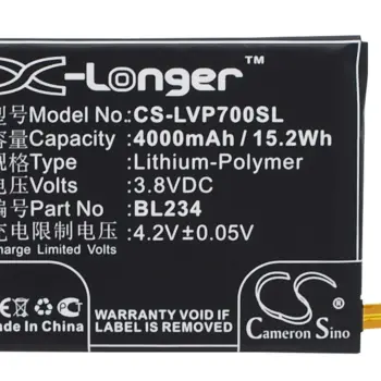 Акумуляторна батарея для смартфону Lenovo CS-LVP700SL P70 3.8V Black 4000mAh 15.2Wh
