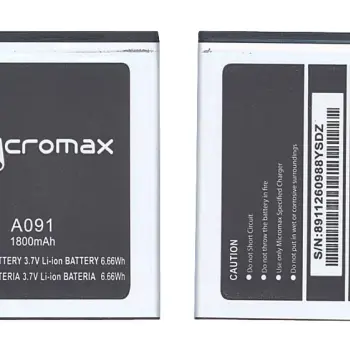 Аккумуляторная батарея для смартфона Micromax 8911260988YSDZ A091 3.7V White 1800mAh 6.66Wh