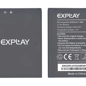 Аккумуляторная батарея для смартфона Explay 4Game 3.7V Black 2000mAh 7.4Wh