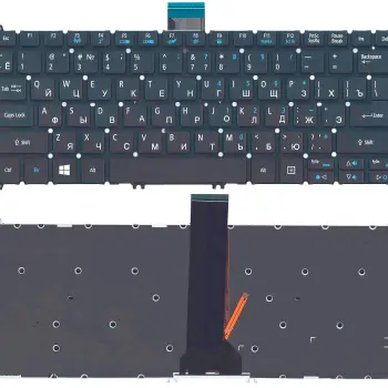 Клавіатура для ноутбука Acer Aspire V5-122, V5-122P, V5-171, V5-132P, V3-331, V3-371, V3-372, E3-111, E3-112, S5-391 с подсветкой (Light), Black, (No Frame), RU