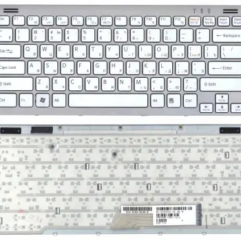 Клавіатура для ноутбука Sony Vaio (VGN-SR) White, (Silver Frame) RU