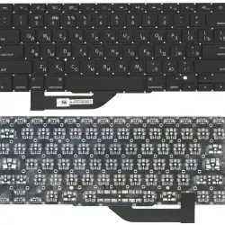 Клавіатура для ноутбука Apple MacBook Pro A1398 (2012, 2013, 2014, 2015 года) с подсветкой (Light) Black, (No Frame), RU (горизонтальный ентер)