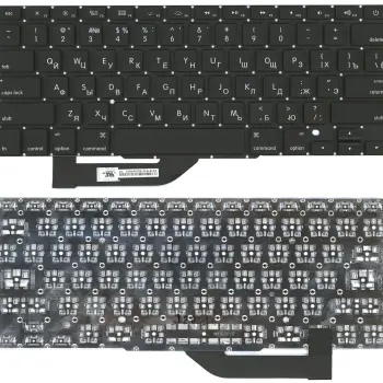Клавіатура для ноутбука Apple MacBook Pro A1398 (2012, 2013, 2014, 2015 года) с подсветкой (Light) Black, (No Frame), RU (горизонтальный ентер)