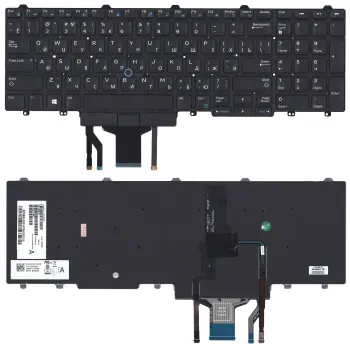 Клавіатура для ноутбука Dell Latitude (E5550) с подсветкой (Light), с указателем (Point Stick) Black, (No Frame), RU горизонтальный Enter