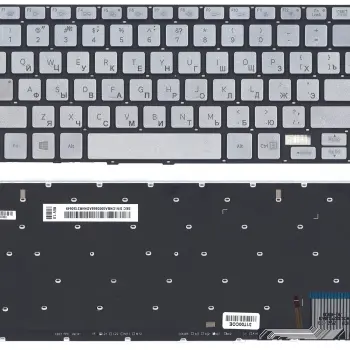 Клавіатура для ноутбука Samsung (740U3E, NP740U3E) с подсветкой (Light), Silver, (No Frame), RU