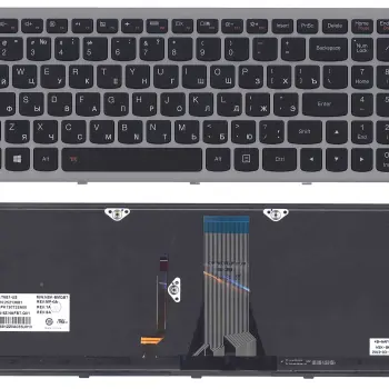 Клавіатурадля ноутбука Lenovo IdeaPad (G505S, Z510) с подсветкой (Light), Black, (Silver Frame), RU