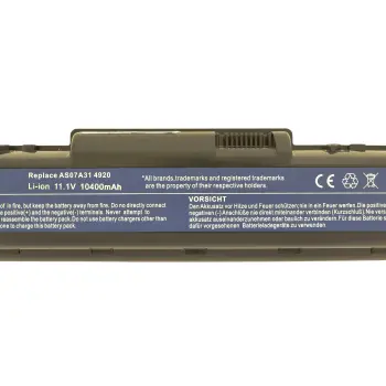 Посилена акумуляторна батарея для ноутбука Acer AS07A31 Aspire 2930 11.1V Black 10400mAh OEM