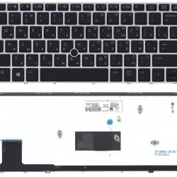 Клавіатура для ноутбука HP EliteBook Folio (9480M) с подсветкой (Light), с указателем (Point Stick), Black, (Silver Frame) RU
