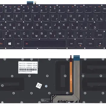 Клавиатура для ноутбука Lenovo IdeaPad (Yoga 3, pro 13) с подсветкой (Light), Black, (No Frame), RU