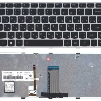 Клавіатура для ноутбука Lenovo IdeaPad FLex 14 G40, G40-30, G40-45, G40-70, G40-75, G40-80, Z41-70, 500-14ACZ, 500-14ISK, 300-14ISK, B40-80 с подсветкой (Light), Black, (Silver Frame), RU