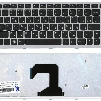 Клавіатура для ноутбука Lenovo IdeaPad (U410) Black, (Silver Frame), RU