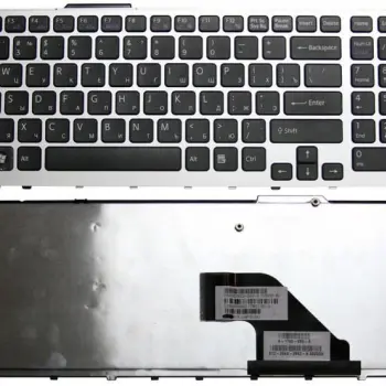 Клавіатура для ноутбука Sony Vaio (VPC-F11, VPC-F12, VPC-F13) Black, (Silver Frame) RU