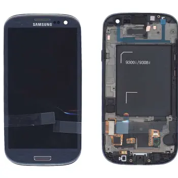Матрица с тачскрином (модуль) для Samsung Galaxy S3 Duos GT-I9300I синий с рамкой