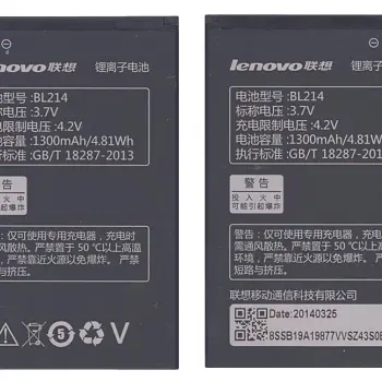 Аккумуляторная батарея для смартфона Lenovo BL214 A208T 3.7V Black 1300mAh 4.81Wh
