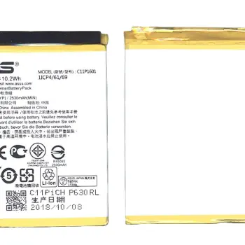 Акумуляторна батарея для смартфону Asus C11P1601 ZenFone 3 5.2 3.85V Silver 2650mAh 10.2Wh