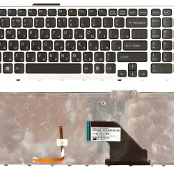 Клавиатура для ноутбука Sony Vaio (VPC-F11, VPC-F12 VPC-F13) с подсветкой (Light), Black, (Silver Frame) RU