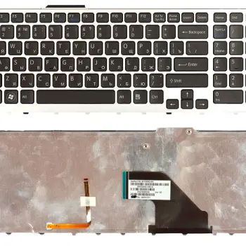 Клавиатура для ноутбука Sony Vaio (VPC-F11, VPC-F12 VPC-F13) с подсветкой (Light), Black, (Silver Frame) RU