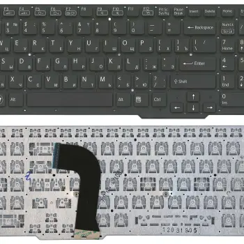 Клавиатура для ноутбука Sony Vaio (SVS15) с подсветкой (Light), Black, (No Frame) RU (горизонтальный энтер)