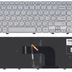 Клавіатура для ноутбука Dell Inspiron 17-7000 13-3737 17-7737 с подсветкой (Light) Silver, (Silver Frame), RU
