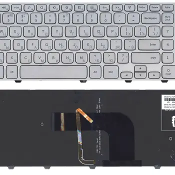 Клавіатура для ноутбука Dell Inspiron 17-7000 13-3737 17-7737 с подсветкой (Light) Silver, (Silver Frame), RU