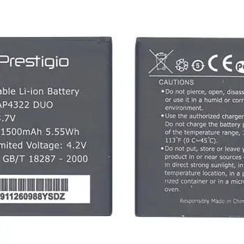 Аккумуляторная батарея для смартфона Prestigio PAP4322 4322 Multiphone 3.7V Black 1500mAh 5.55Wh