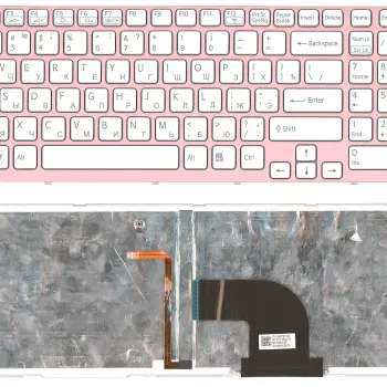 Клавиатура для ноутбука Sony Vaio (SVE17) White, с подсветкой (Light), (Pink Frame) RU