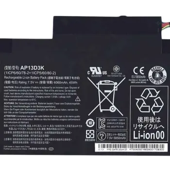Акумуляторна батарея для ноутбука Acer Acer AP13D3K Aspire S3-392G 7.5V Black 6060mAh Orig