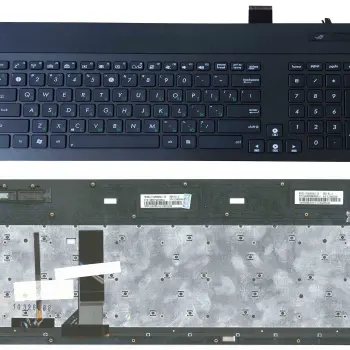 Клавіатура для ноутбука Asus (G74) с подсветкой (Light), Black, (Black Frame) RU (горизонтальный ентер)