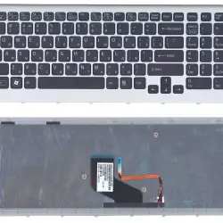 Клавиатура для ноутбука Sony Vaio (VPC-F219fc, VPC-F22 VPC-F23) с подсветкой (Light), Black, (Gray Frame) RU