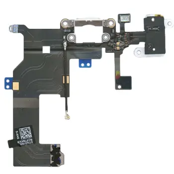 Шлейф с разъемом питания (Dock Connector) для Apple iPhone 5 белый, Шлейф питания iPhone 5 WH
