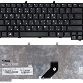 Клавіатура для ноутбука Acer Aspire 3100, 3650, 3690, 5100, 5110, 5515, 5610, 5611, 5612, 5613, 5630, 5632, 5633, 5634, 5650, 5651, 5652, 5654, 5680, 5682, 5683, 5684, 5685, 9110, 9120, Extensa 5200 серии Black, RU