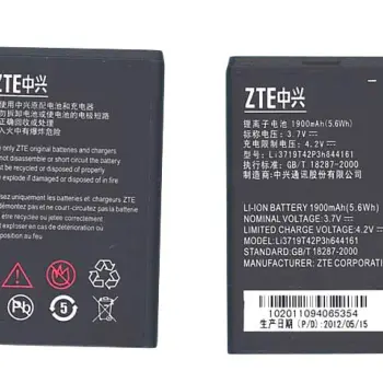 Акумуляторна батарея для смартфону ZTE LI3719T42P3h644161 MF80 3.7V Black 1900mAh 5.6Wh